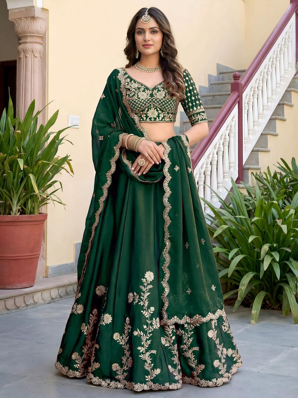 Green 5135 Lehenga choli retailers in Punjab